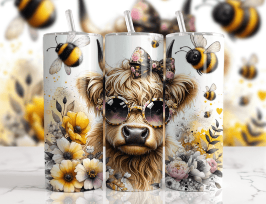 Highland Cow and Bees Tumbler