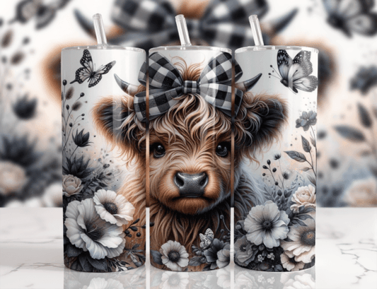 Highland Cow And Butterflies Tumbler