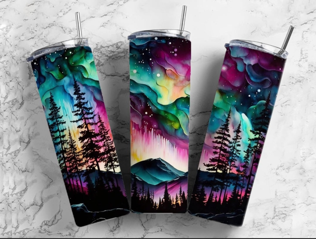 Northern Lights Watercolor Tumbler